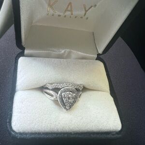 Kay Jewelers Silver Diamond Ring Teardrop Design, and Diamond Wedding Band